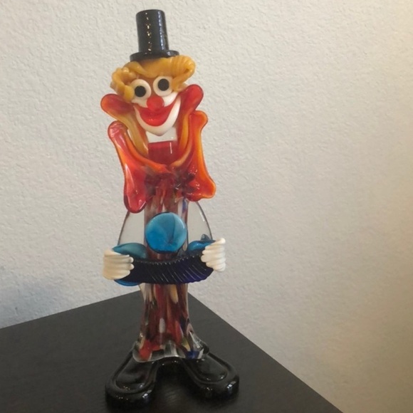 Vintage Italian Murano ArtGlass clown by Belco 12” tall figurine